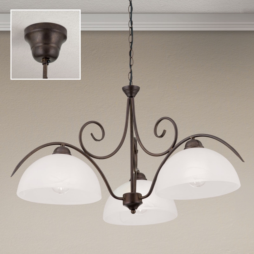 RULA Chain-hung Chandelier 3xE27/40W/230V Ø 70 cm white/bronze