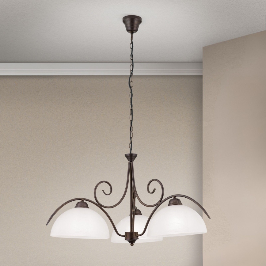 RULA Chain-hung Chandelier 3xE27/40W/230V Ø 70 cm white/bronze