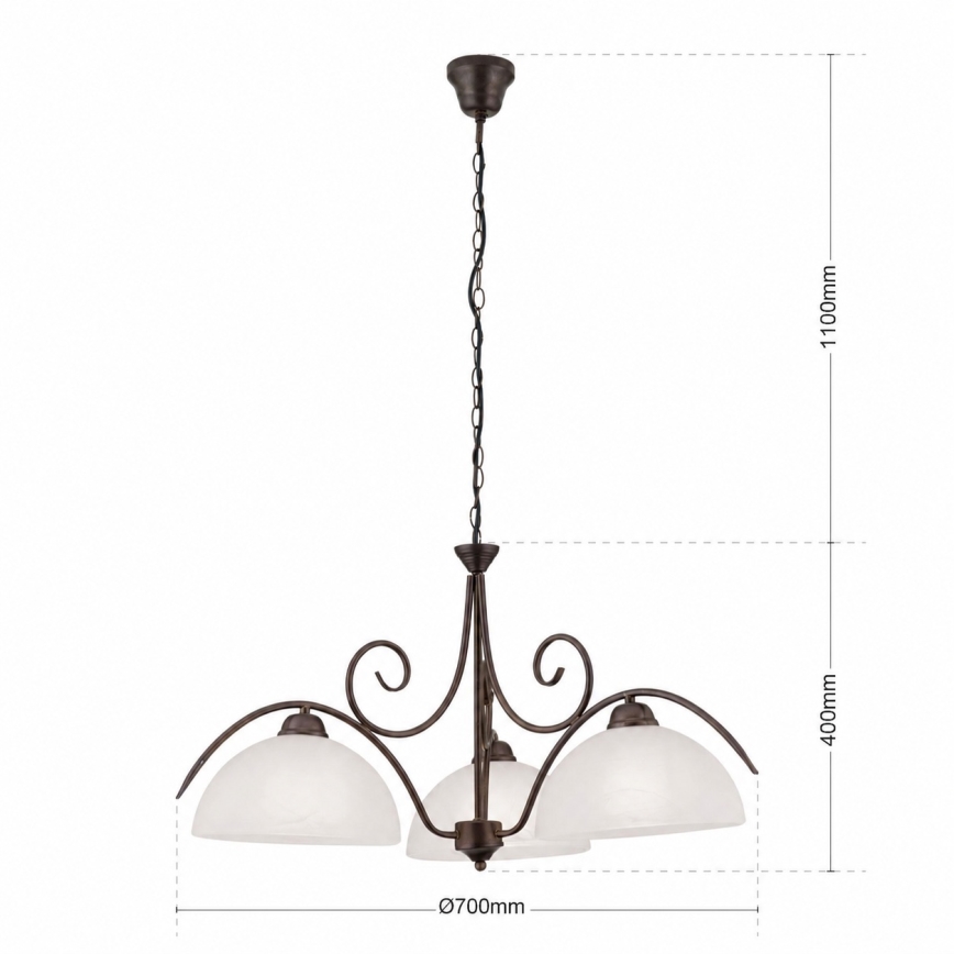 RULA Chain-hung Chandelier 3xE27/40W/230V Ø 70 cm white/bronze
