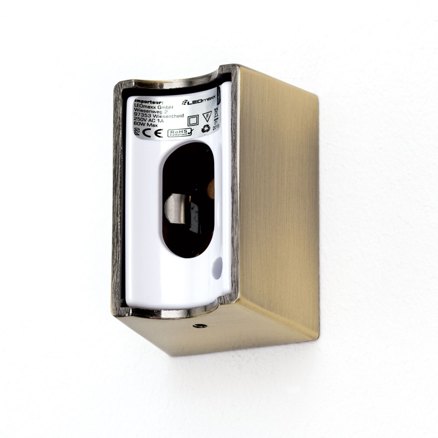 LED Wall light VISAGIST 1xS14d/8W/230V brass