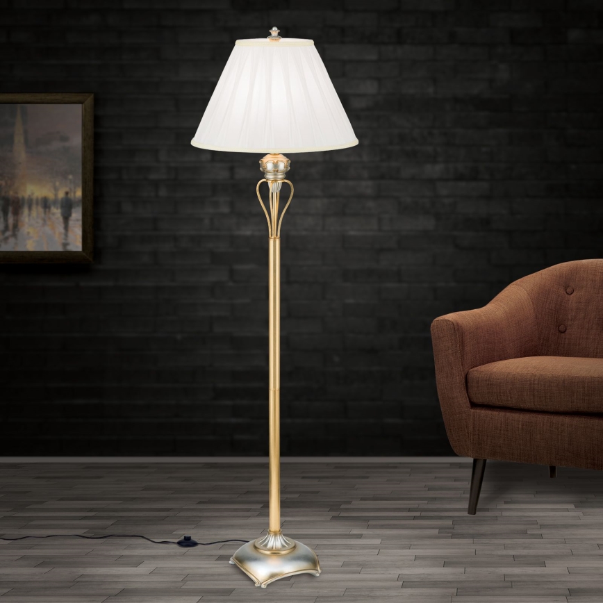 Floor lamp TIZIA 1xE27/60W/230V white/gold/patina