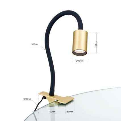 LED Flexible table lamp with clip KURT LED/5W/230V gold