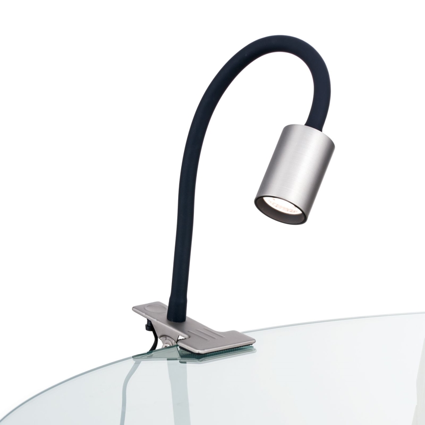 LED Flexible table lamp with clip KURT LED/5W/230V silver