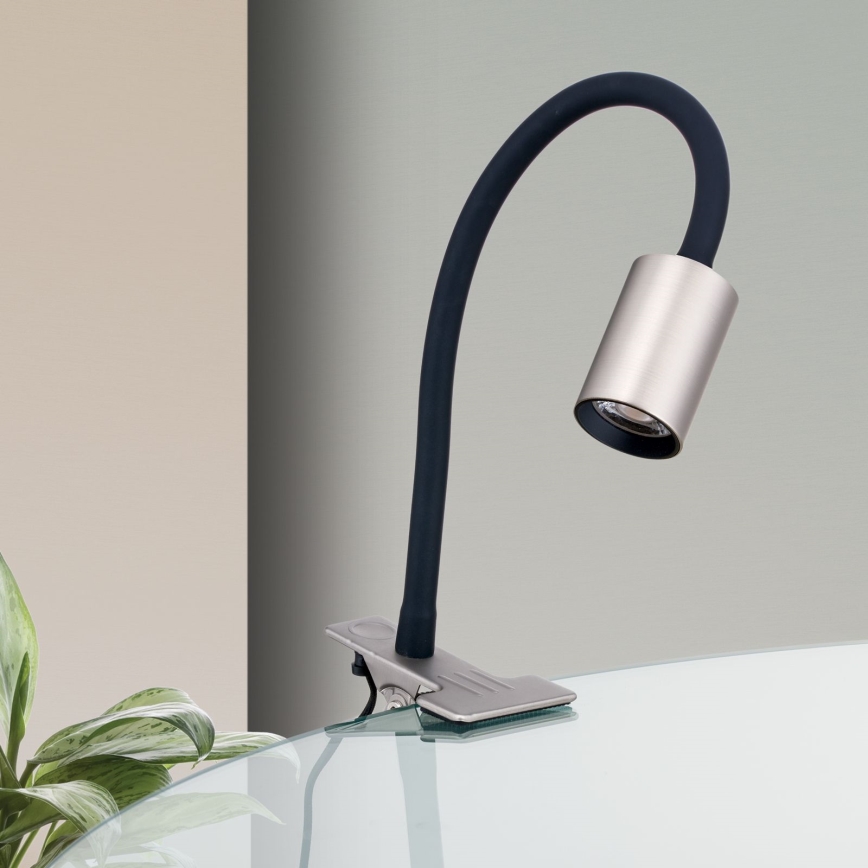 LED Flexible table lamp with clip KURT LED/5W/230V silver