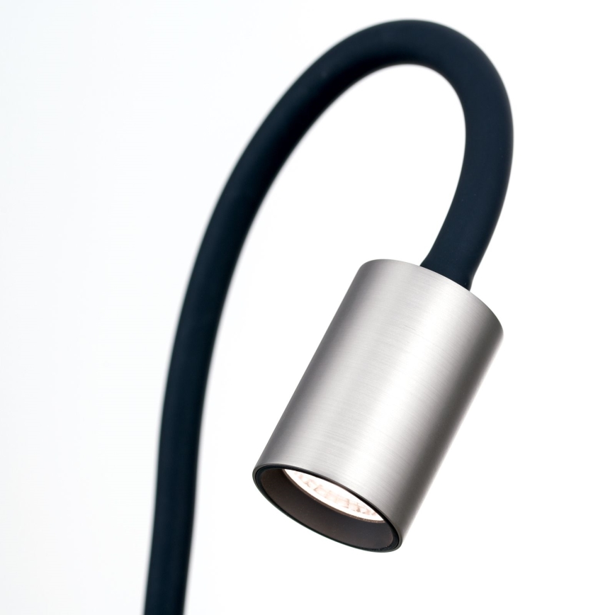 LED Flexible table lamp with clip KURT LED/5W/230V silver