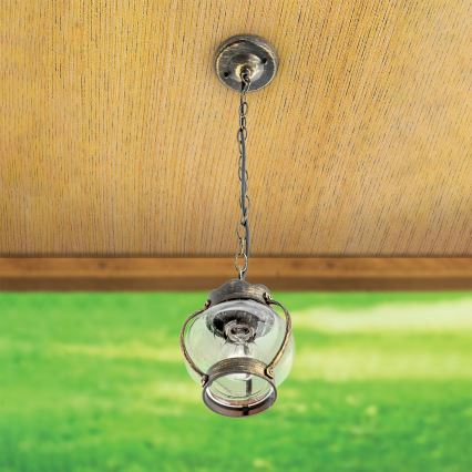 Outdoor pendant light TAVERNA 1xE27/60W/230V IP23 bronze/patina