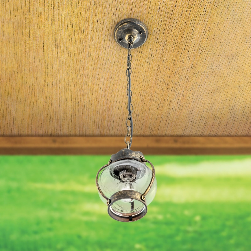 Outdoor pendant light TAVERNA 1xE27/60W/230V IP23 bronze/patina