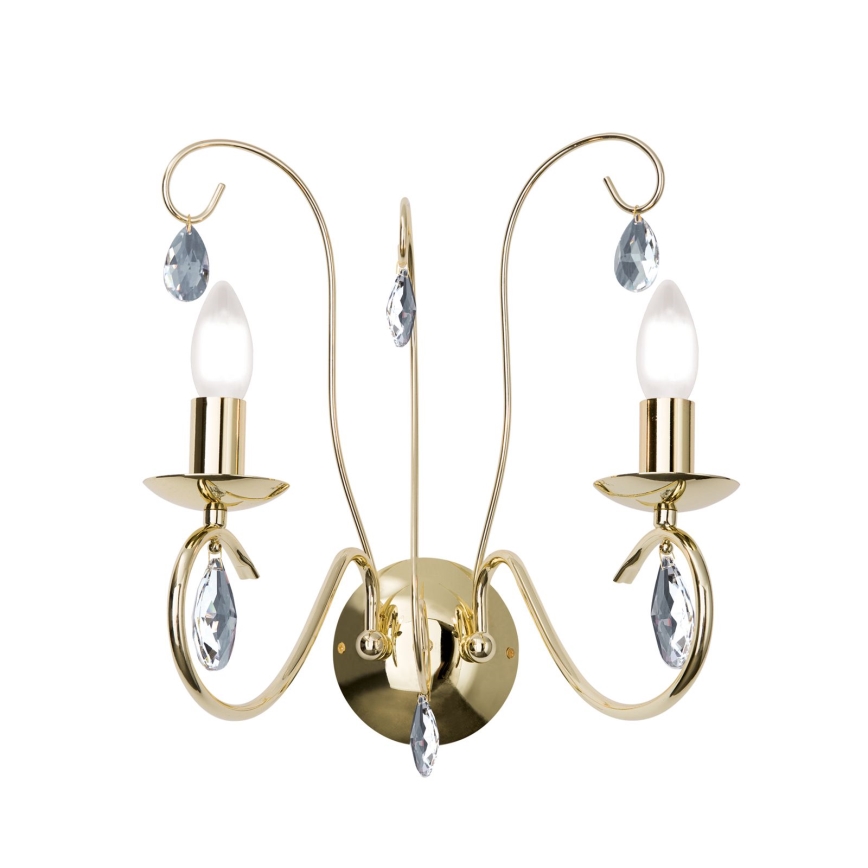 Crystal wall light ALESSIA 2xE14/40W/230V gold