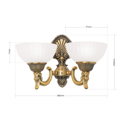 Wall lamp ROCCA 2xE27/60W/230V bronze/white