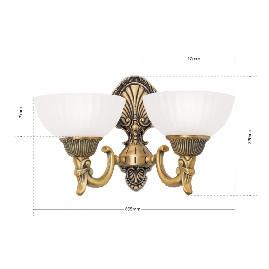 Wall lamp ROCCA 2xE27/60W/230V bronze/white