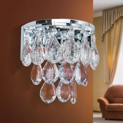 Crystal wall light CELESTE 2xG9/40W/230V shiny chrome