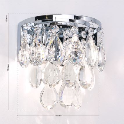 Crystal wall light CELESTE 2xG9/40W/230V shiny chrome