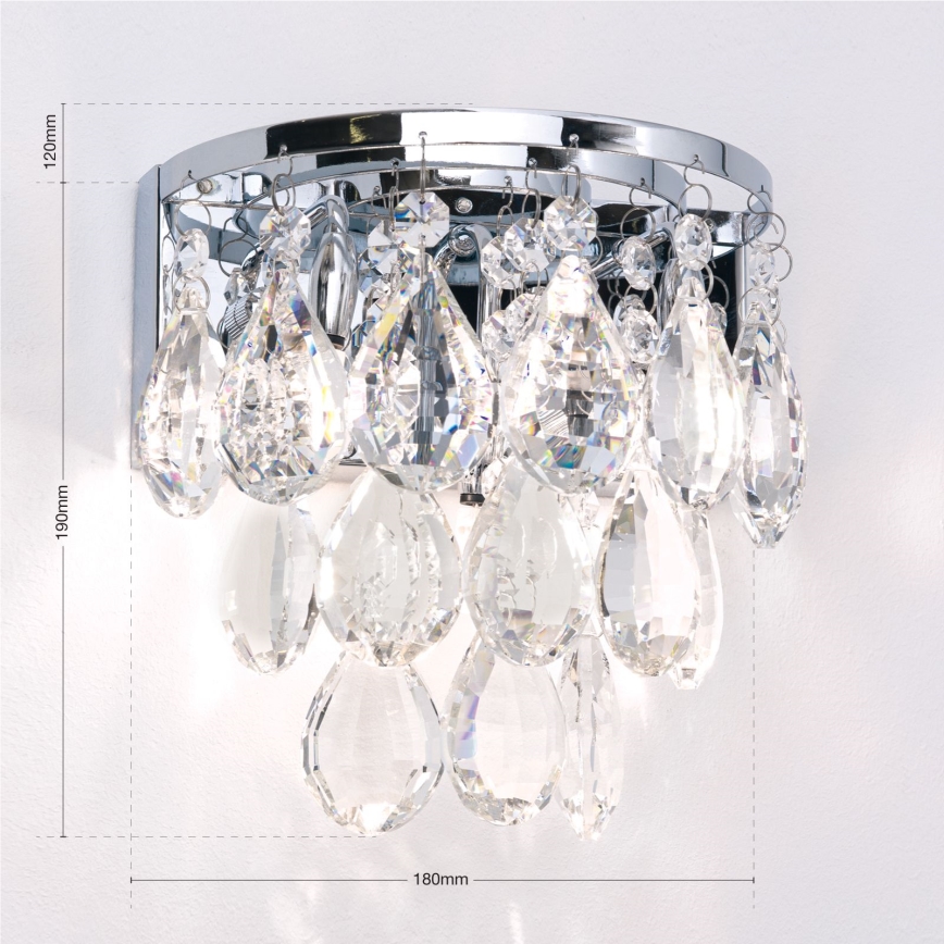 Crystal wall light CELESTE 2xG9/40W/230V shiny chrome