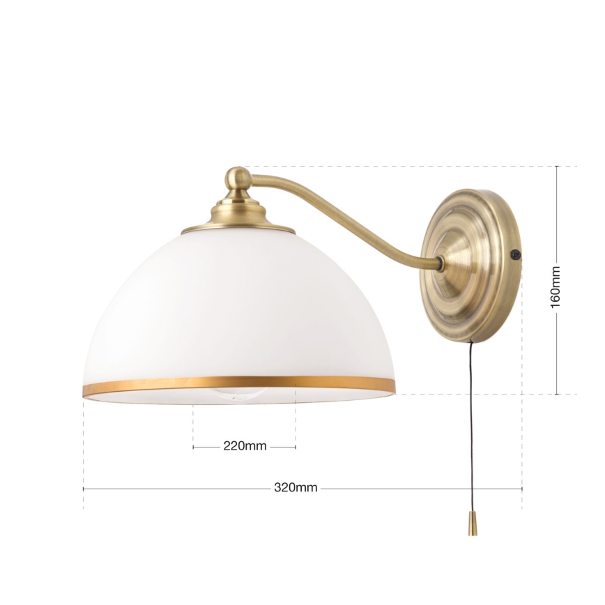 Wall lamp OLD LAMP 1xE27/40W/230V white/brass