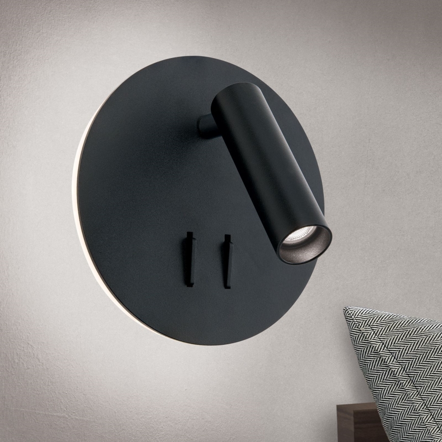 LED Wall spotlight LENNY LED/6W/230V + LED/3W black