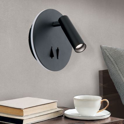 LED Wall spotlight LENNY LED/6W/230V + LED/3W black