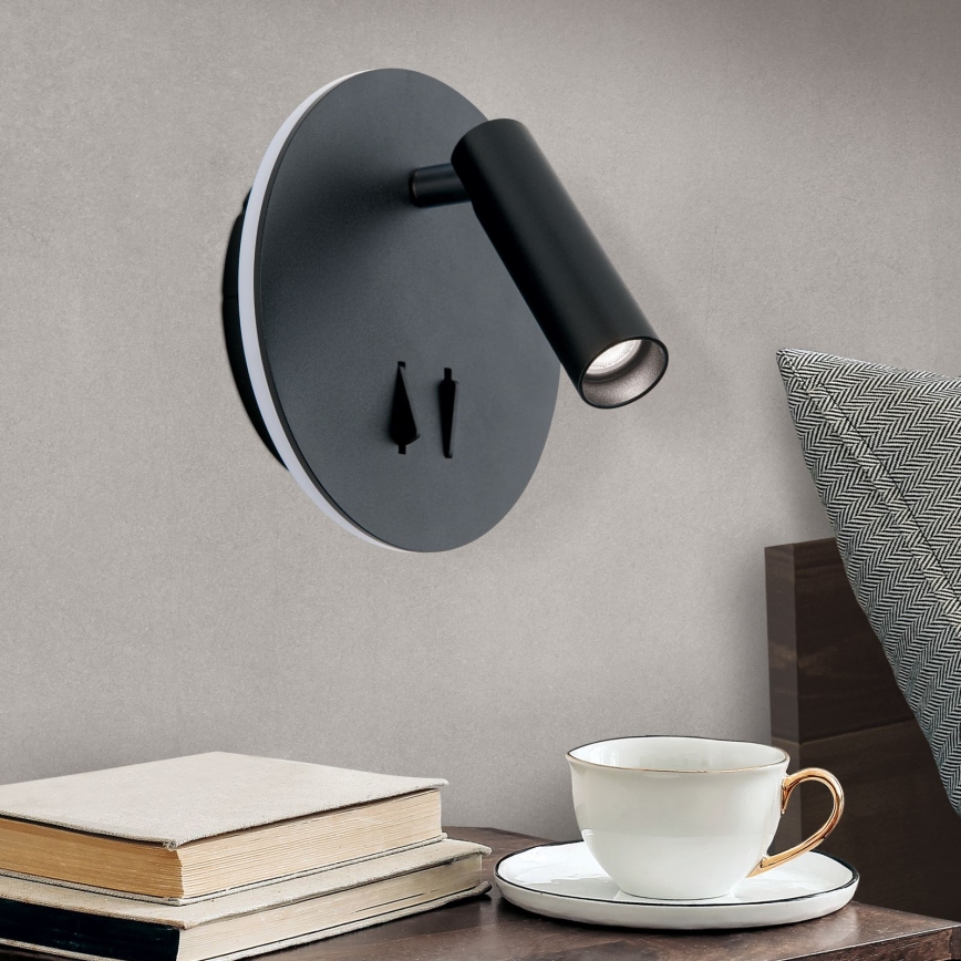 LED Wall spotlight LENNY LED/6W/230V + LED/3W black
