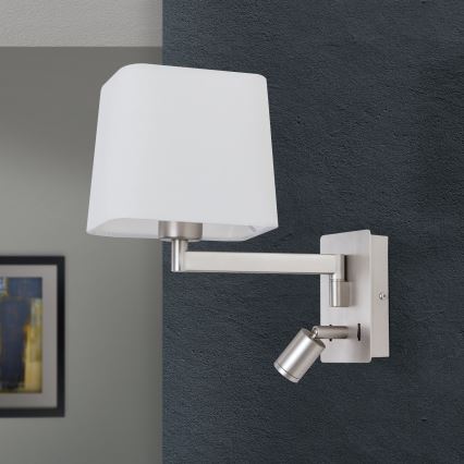 LED Wall lamp CARLTON 1xE27/40W/230V + LED/3W white/matte chrome