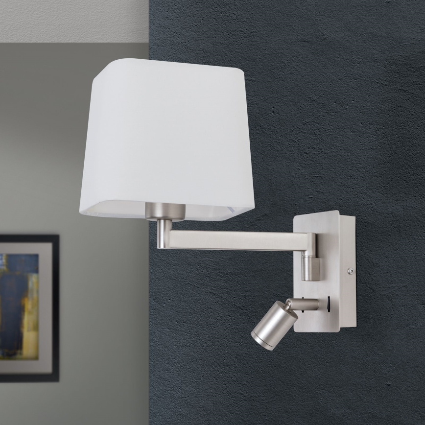 LED Wall lamp CARLTON 1xE27/40W/230V + LED/3W white/matte chrome