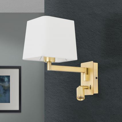 LED Wall lamp CARLTON 1xE27/40W/230V + LED/3W white/gold