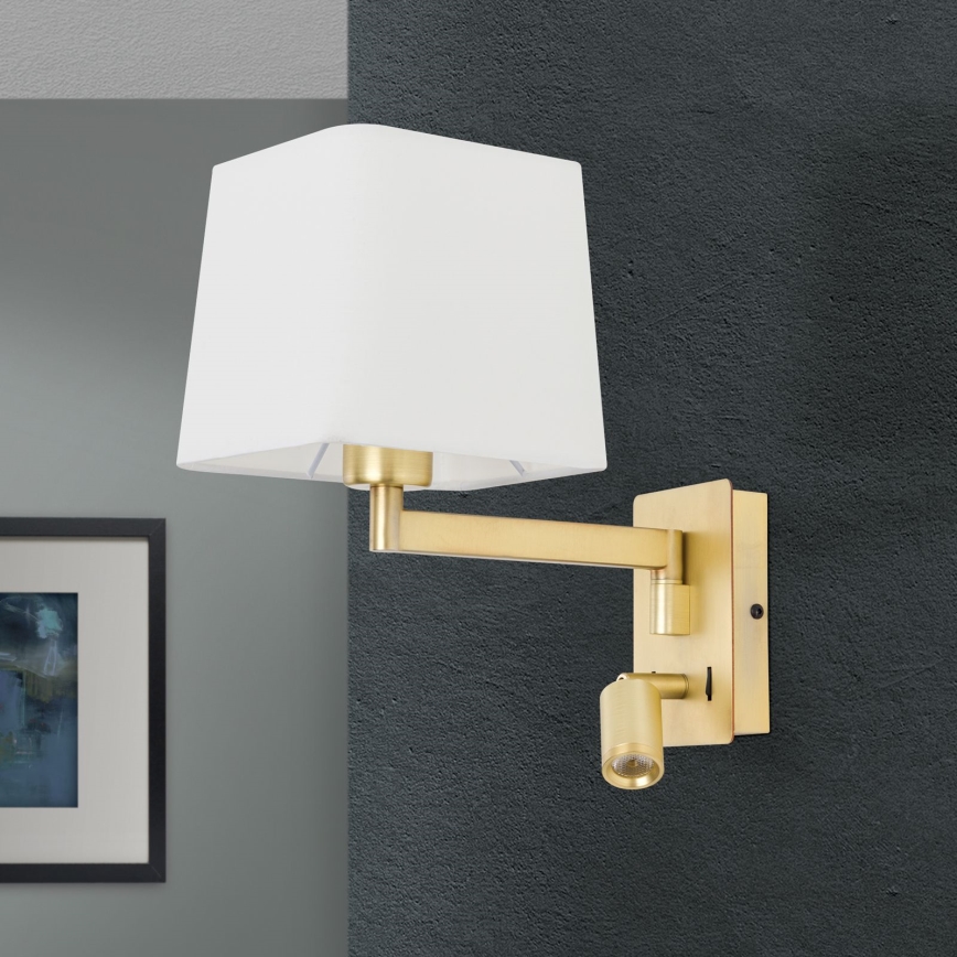 LED Wall lamp CARLTON 1xE27/40W/230V + LED/3W white/gold