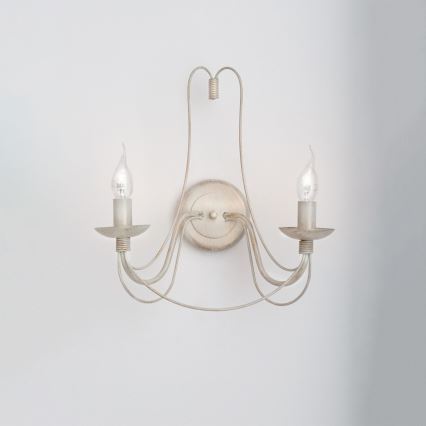 Wall lamp VELA 2xE14/40W/230V white/gold/patina