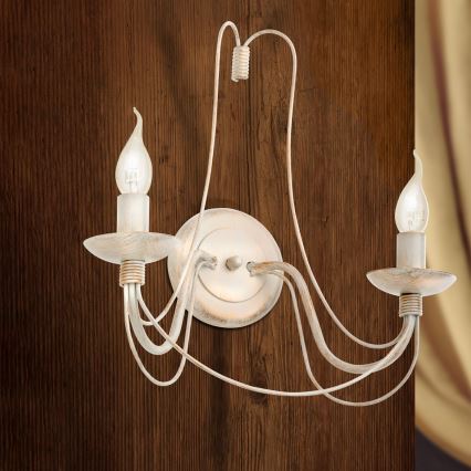Wall lamp VELA 2xE14/40W/230V white/gold/patina