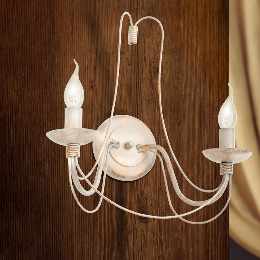 Wall lamp VELA 2xE14/40W/230V white/gold/patina