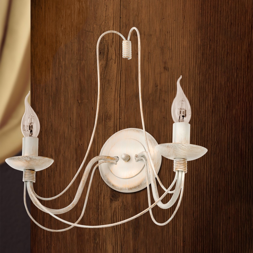 Wall lamp VELA 2xE14/40W/230V white/gold/patina