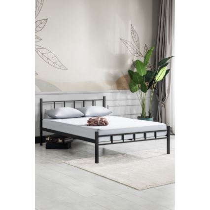 ORMEL 160 x 200 cm Metal Double Bed, Black – 200 kg Load Capacity