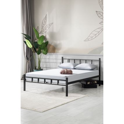 ORMEL Metal Double Bed 120x200 cm, Black, 120 kg Load Capacity