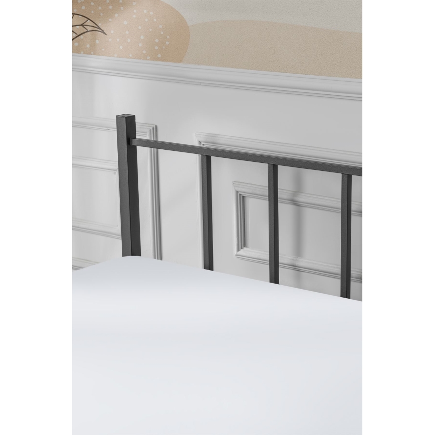 ORMEL Metal Double Bed 120x200 cm, Black, 120 kg Load Capacity