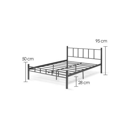 ORMEL Metal Double Bed 120x200 cm, Black, 120 kg Load Capacity