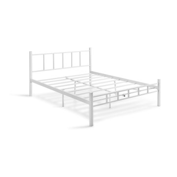 ORMEL Metal Double Bed 160x200 cm, White — 200 kg Load Capacity