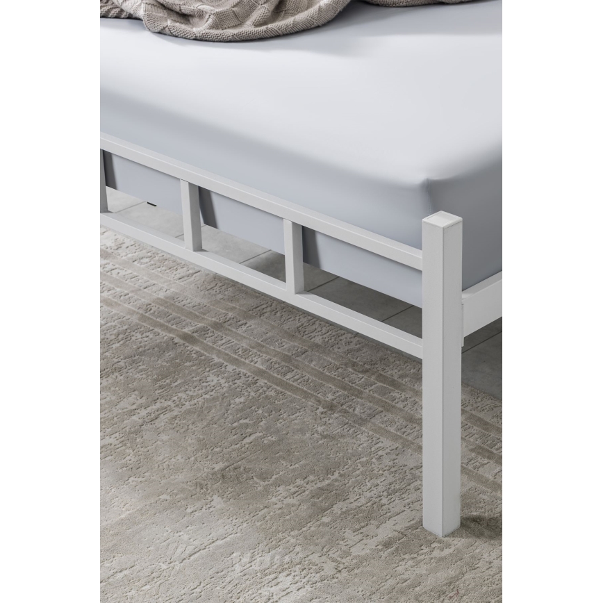 ORMEL Metal Double Bed 160x200 cm, White — 200 kg Load Capacity