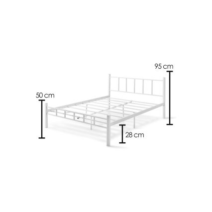 ORMEL Metal Double Bed 160x200 cm, White — 200 kg Load Capacity
