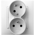 Ospel - ARIA 230V White Double Wall Socket with Frame