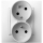 Ospel - ARIA 230V White Double Wall Socket with Frame