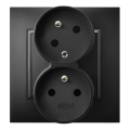 Ospel - ARIA Double 230V Wall Socket with Frame, Black