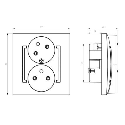 Ospel - ARIA Double 230V Wall Socket with Frame, Black