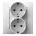 Ospel - ARIA Double Schuko 230V Residential Socket with Frame, White