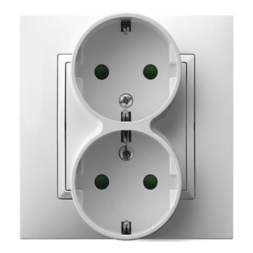 Ospel - ARIA Double Schuko 230V Residential Socket with Frame, White