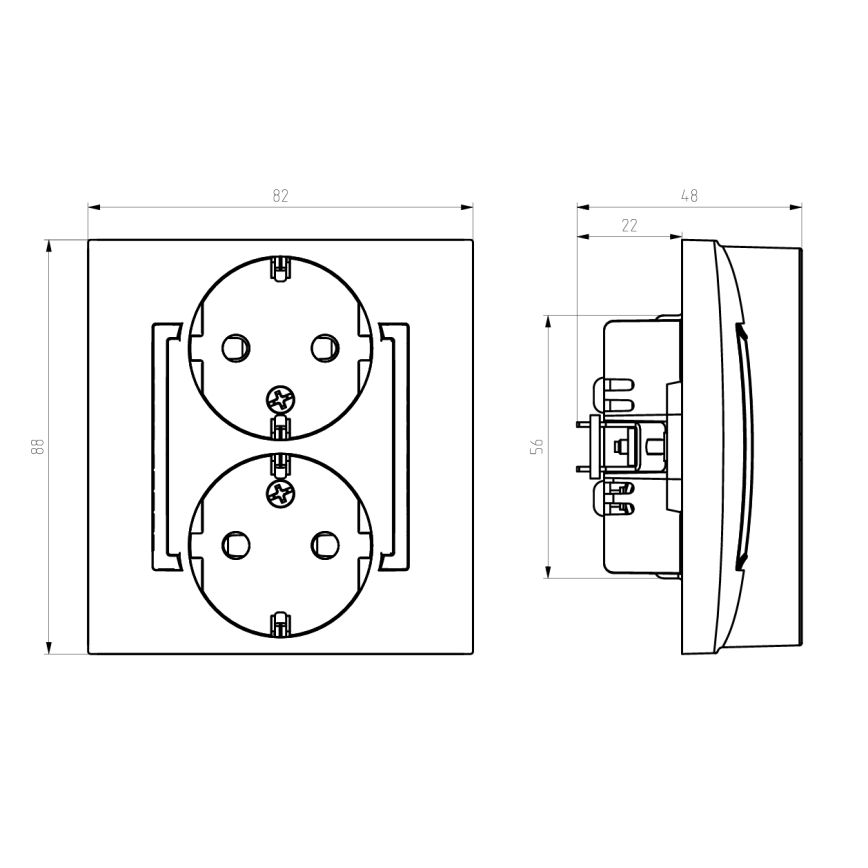Ospel - ARIA Double Schuko 230V Residential Socket with Frame, White