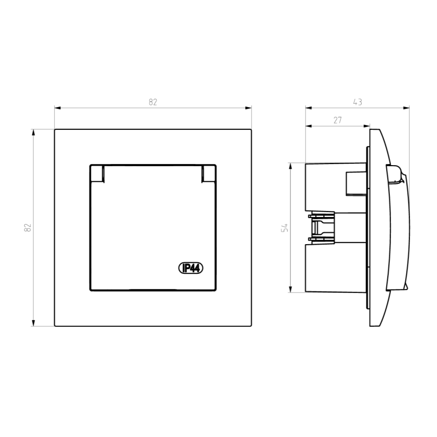Ospel - ARIA Frameless Outdoor SCHUKO Socket 230V, IP44, White
