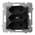 Ospel - ARIA Frameless Triple Euro Socket 230V, Black