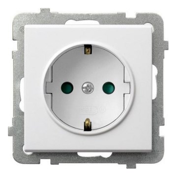 Ospel - Frameless 230V Schuko Wall Socket SONATA, White