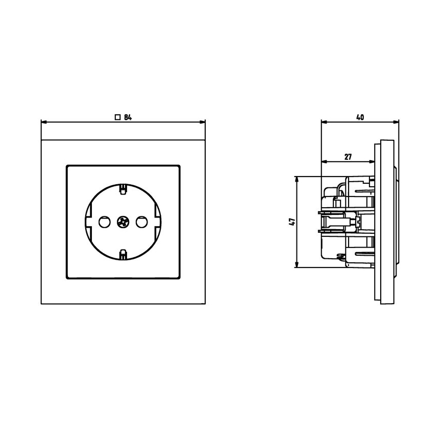 Ospel - Frameless 230V Schuko Wall Socket SONATA, White