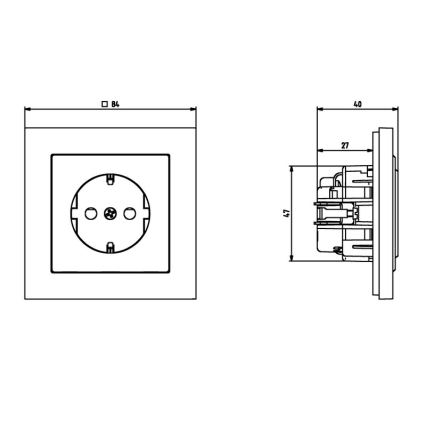 Ospel - Frameless SCHUKO 230V Wall Socket SONATA Black