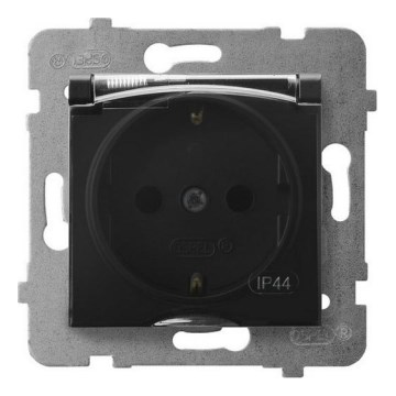 Ospel - Outdoor residential frameless Schuko socket 230V ARIA IP44 Black