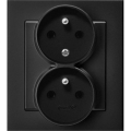 Ospel - SONATA 230V Double Wall Socket with Frame, Black
